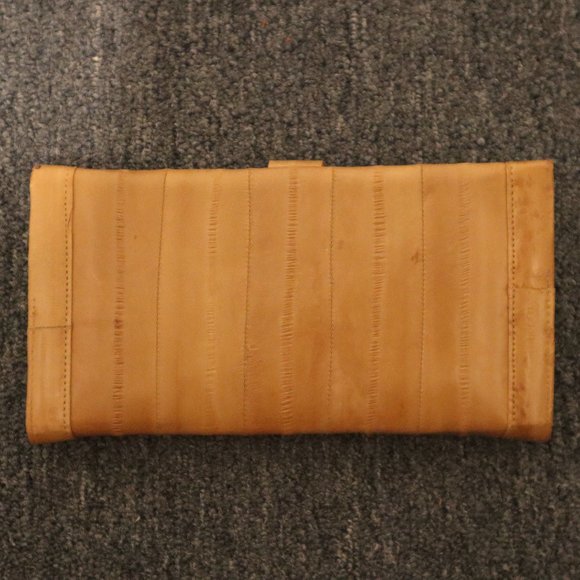 Eel Skin Clutch Purse With Many Compartments - Vintage - Holds Cards, Banknotes - Picture 6 of 7